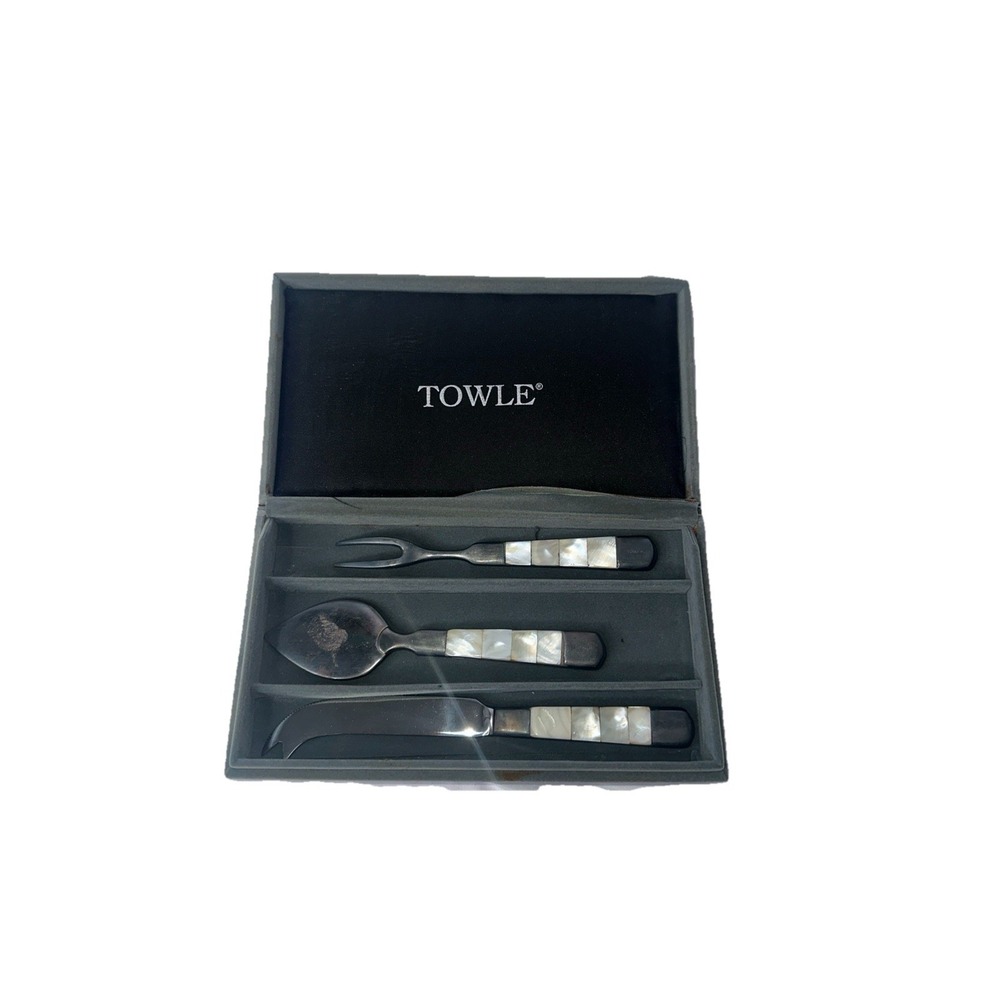 Mother Of Pearl Charcuterie Knives ~ Vintage Towle Silver Plated Set of 3